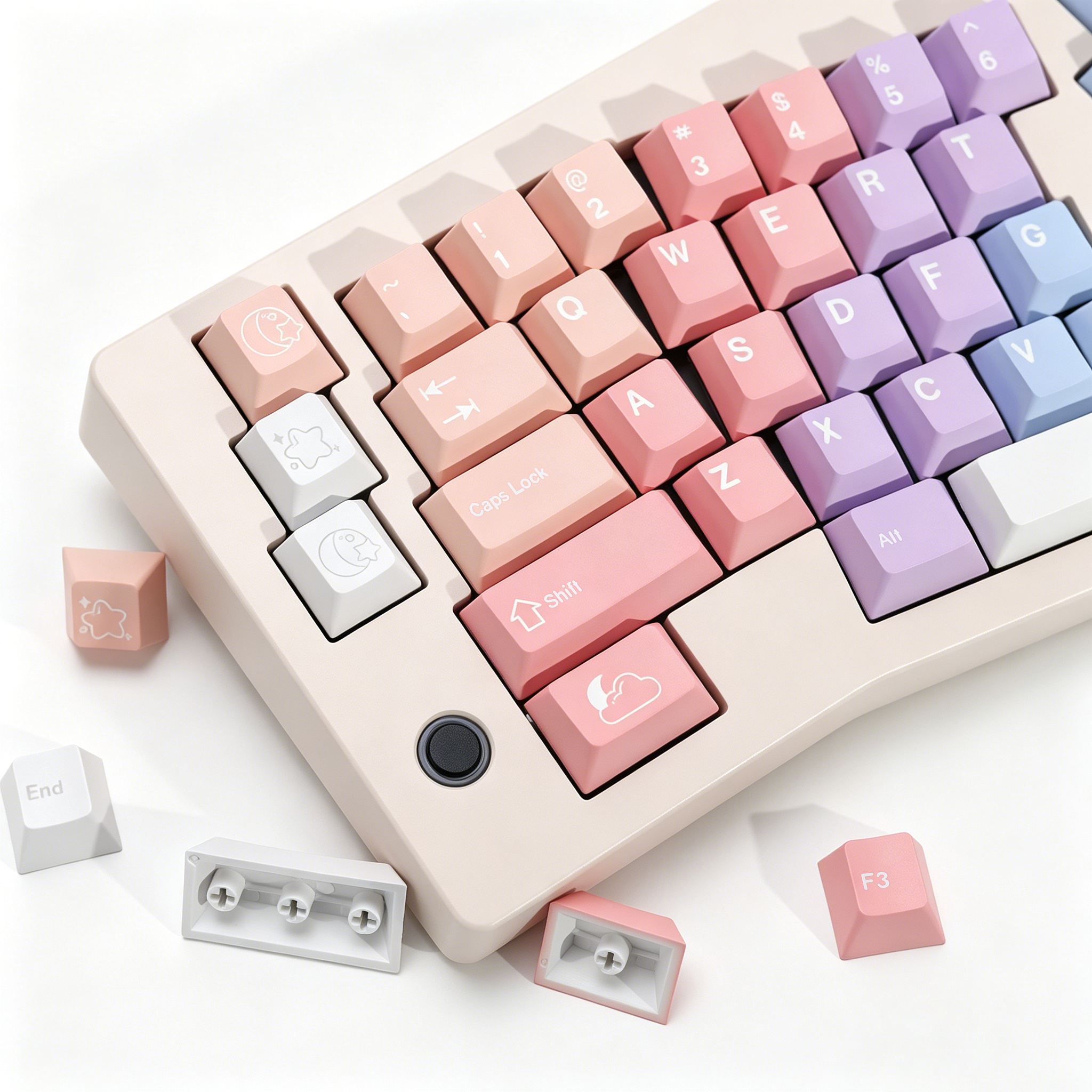Retro Gaming Keyboard - KBDiy Dreamscape Theme Keycaps Gradient Cherry