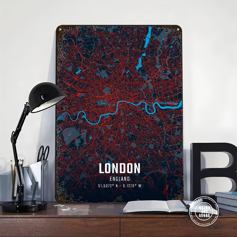 London City Map Metal Poster C - Retro Gaming In London 评论和价格