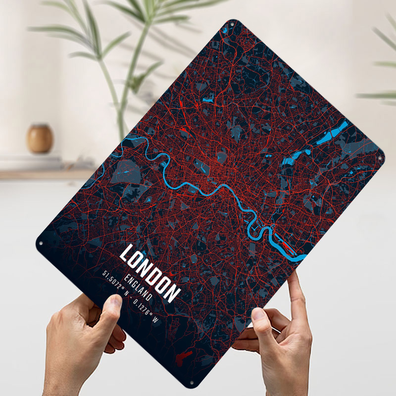 London City Map Metal Poster C - Retro Gaming In London 评论和价格