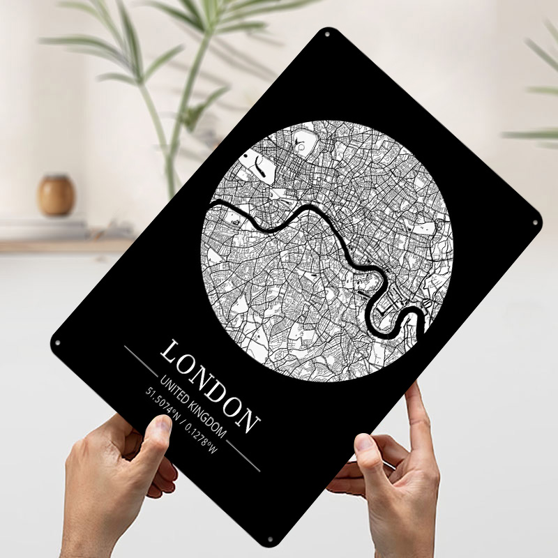 London City Map Tin Plaque Pos - Retro Gaming In London 评论和价格