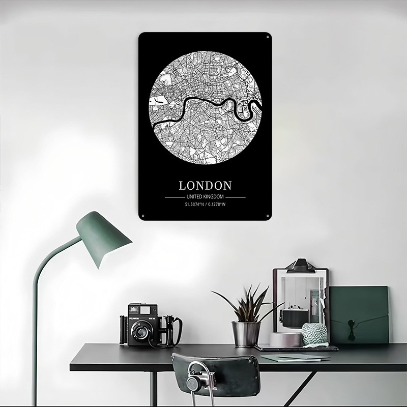 London City Map Tin Plaque Pos - Retro Gaming In London 评论和价格