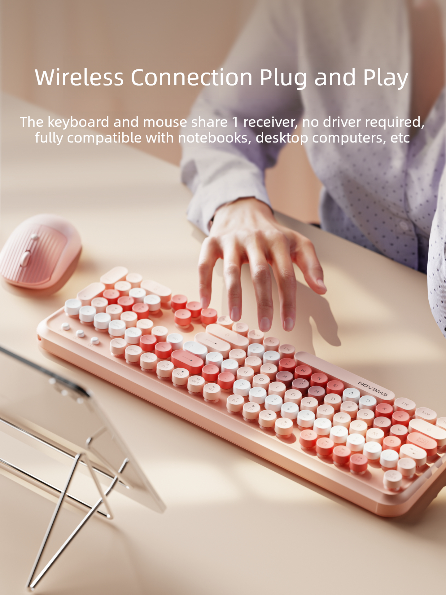 EWEADN V96 Wireless Keyboard M - Retro Gaming Keyboard And Mouse 评论和价格